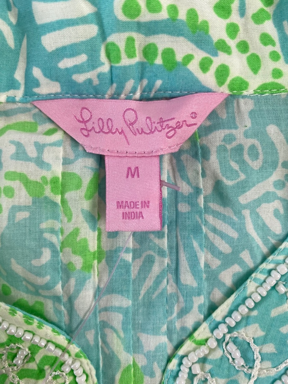 New Lilly Pulitzer Sarasota Beaded Tunic Cotton in Spa Blue Size M - NWT - Picture 5 of 12